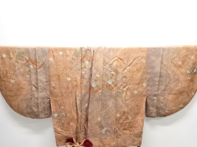  籠目に秋草模様二部式小紋着物